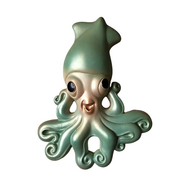 Vintage Chalkware Octopus Squid Wallhanging 1971 Miller Studio Green Gold Decor - Picture 6 of 12